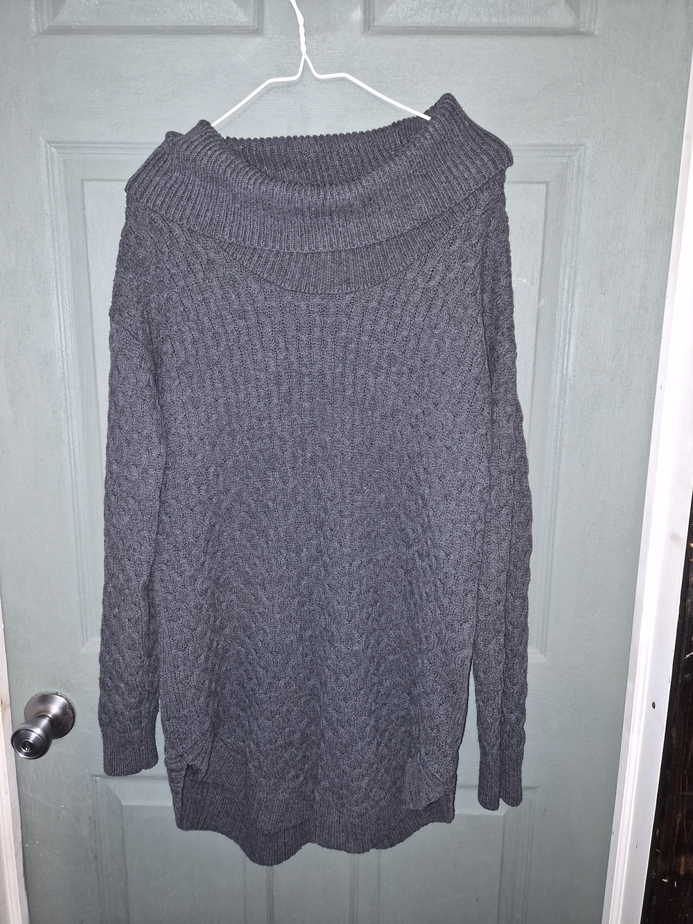 Motherhood Dark Gray Cable Turtleneck Sweater